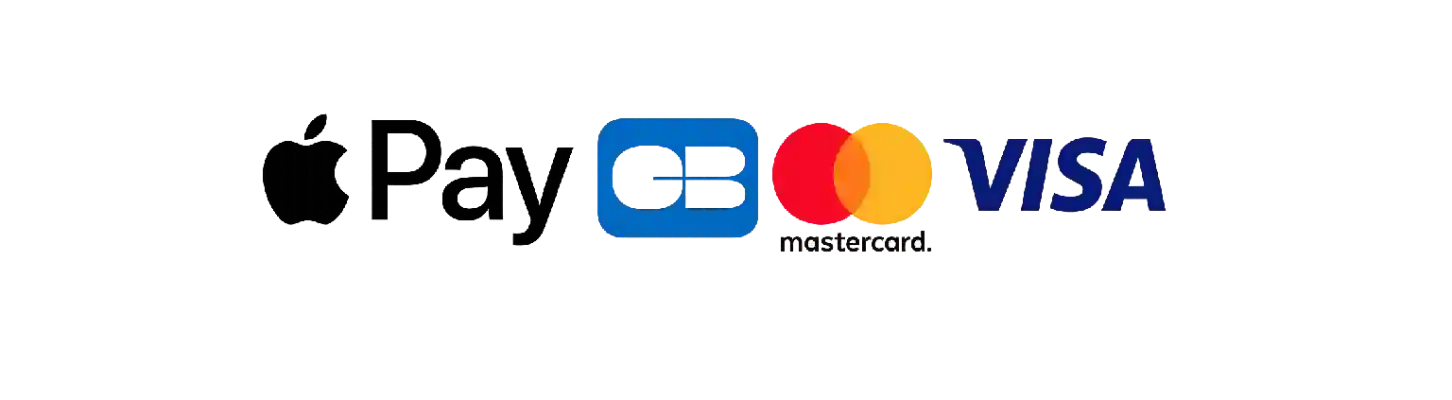 Icônes des paiements acceptés : Apple Pay, Carte bleue, Mastercard, Visa